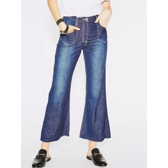 ONE X ONE TEASPOON Free People Women’s 26 Runaway Cropped Flare Jeans - Picture 2 of 14